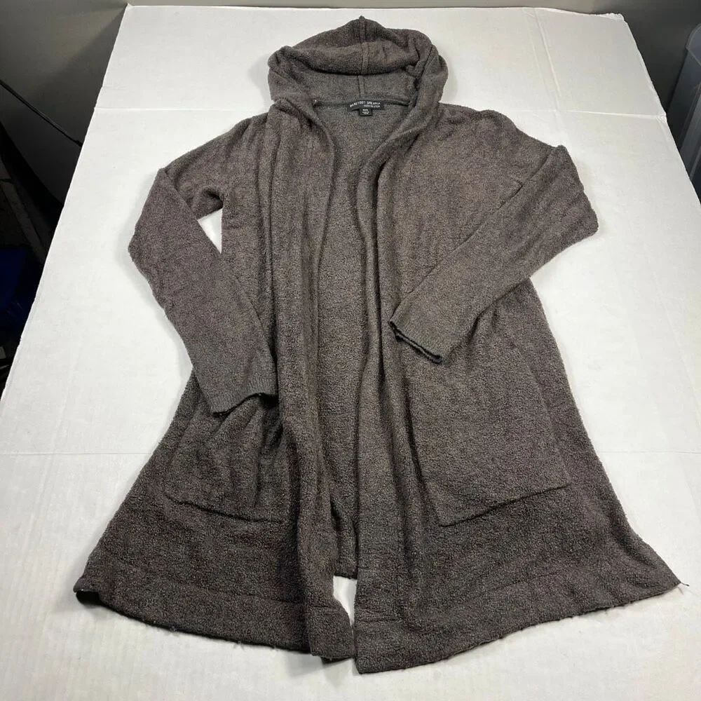 Barefoot Dreams Bamboo Chic Lite Hooded Open Front Cardigan Gray Sweater XS/S